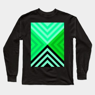 Black and Multiple Green Triangular Long Sleeve T-Shirt